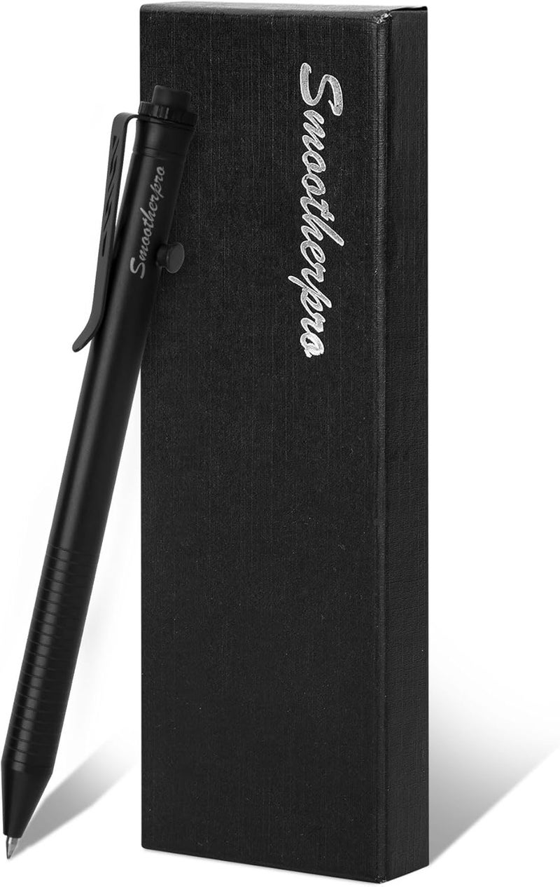 SMOOTHERPRO Bolt Action Pen, Stainless Steel Ballpoint Pen Compatible with Pilot G2 Refill, EDC Pen for Writing, Left-Handed Friendly, Black(TC141BK) - Image 1